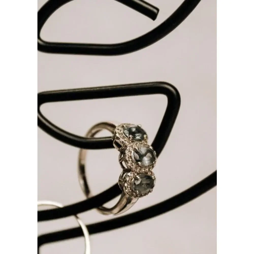 925 Sterling Silver Tourmaline & Quartz Ring Size 7